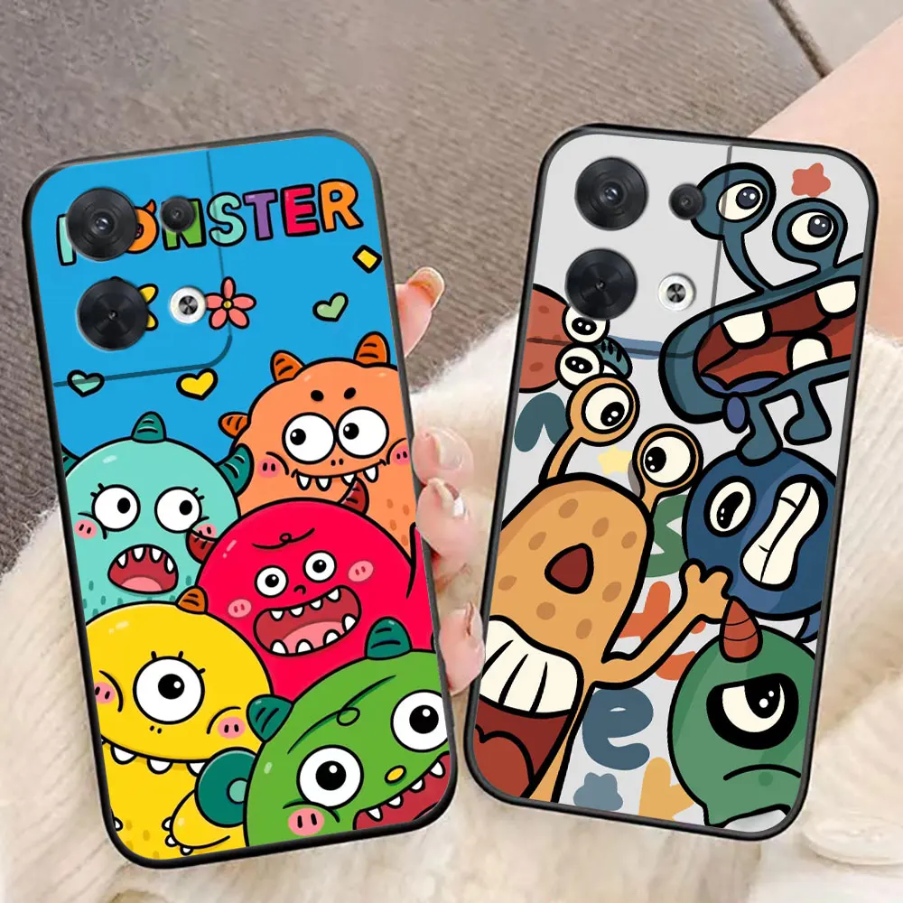 Cute Little Monster Stick Figure Cover Phone Case For OPPO RENO 11 11F 10 8 8T 7 7Z 6 6Z 5 5F 4F 4 LITE Pro plus TPU Case Funda