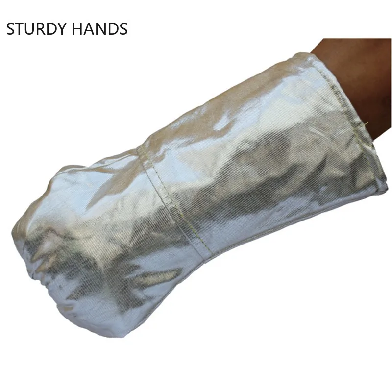 Thickening Aluminum Foil Gloves High Temperature Cowhide Gloves Heat Insulation Anti-radiation Work Gloves Kitchen Oven Gloves