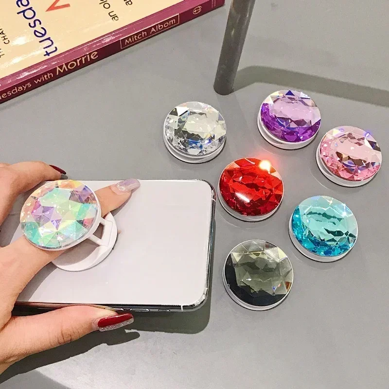 Suporte portátil para celular com glitter, popular, dobrável, anel de dedo, suporte de plástico para iphone, samsung, xiaomi, huawei