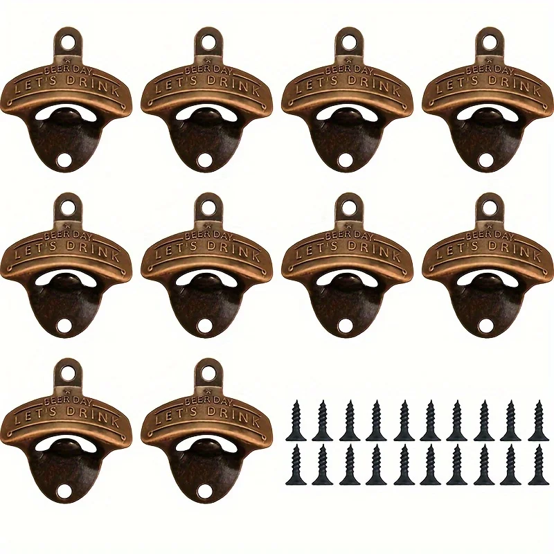 1/2/5/10pcs Vintage Bottle Opener Beer Day Retro Bottle Opener Wall Mounted for Pub BBQ DIY Solid Beer Opener Kitchen Gadgets