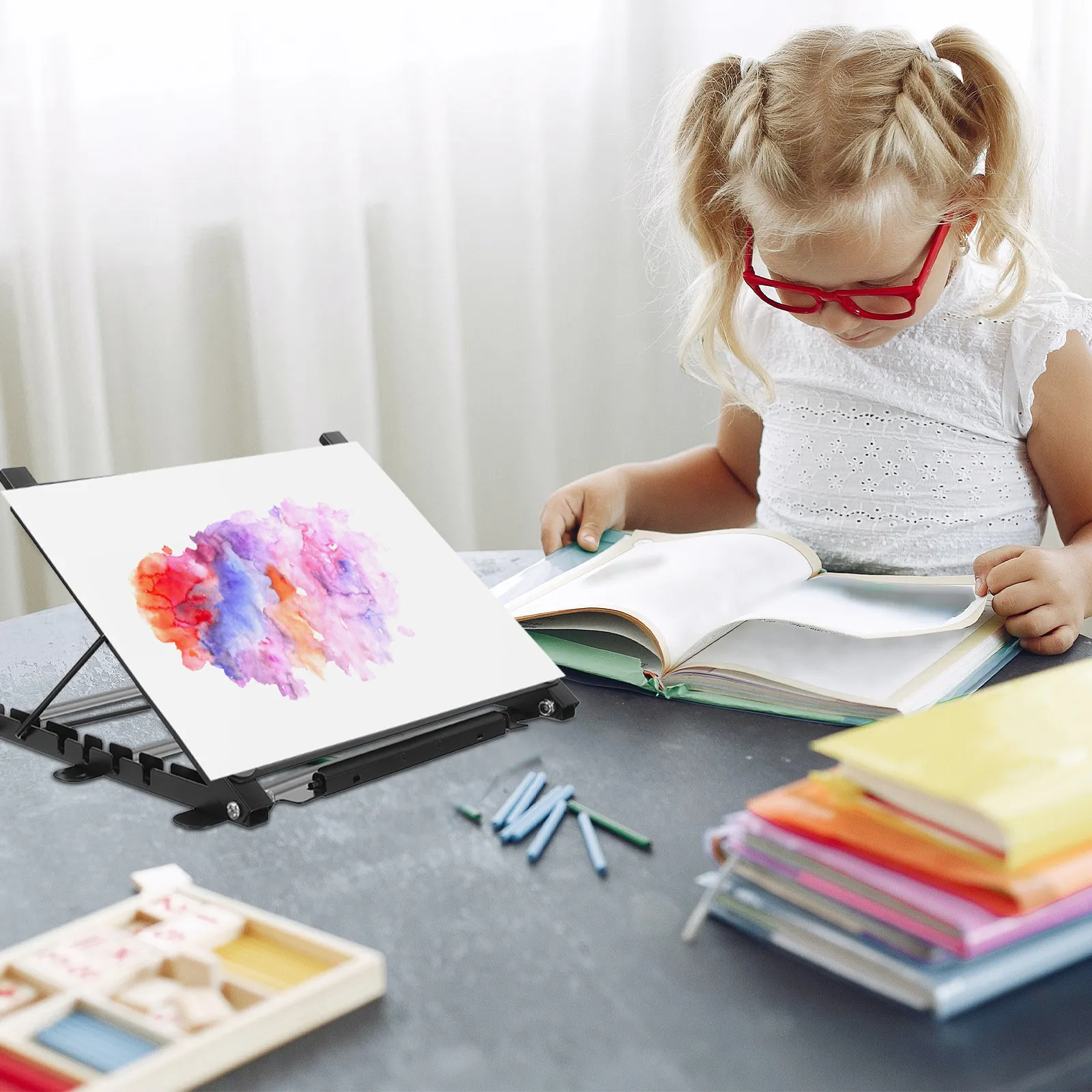 LED Copy Board Stand Metal Stable Adjustable Drawing Board Holder Light Pad Bracket Drawing Supplies for Office Home Art