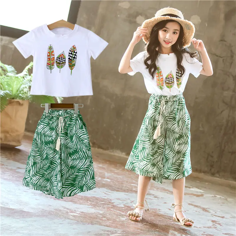 Summer 2024 Baby Girls Clothes Sets Outfits Kids Clothes Short Sleeve +Pants Children Clothing Set 2 3 4 5 6 7 8 9 10 11 12 Year