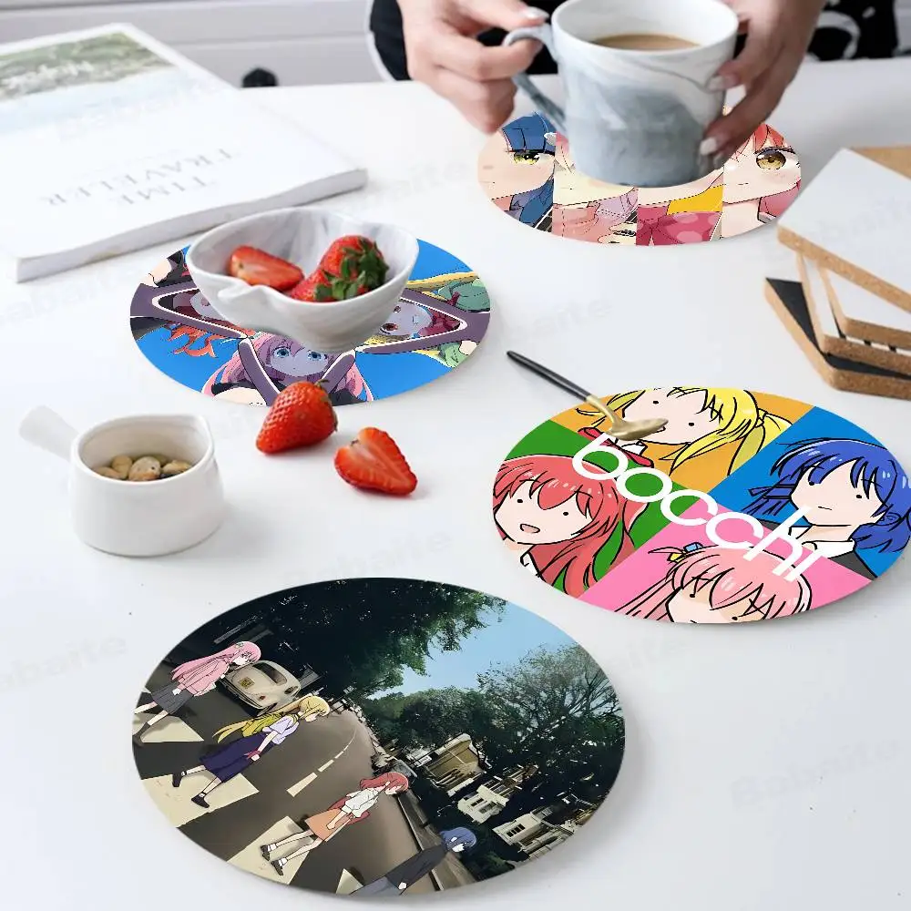 Bocchi The Rock Round Coasters Insulated Durable Cups Coffee Coaster Plate Mats Home and Decoration Kitchen Utensils