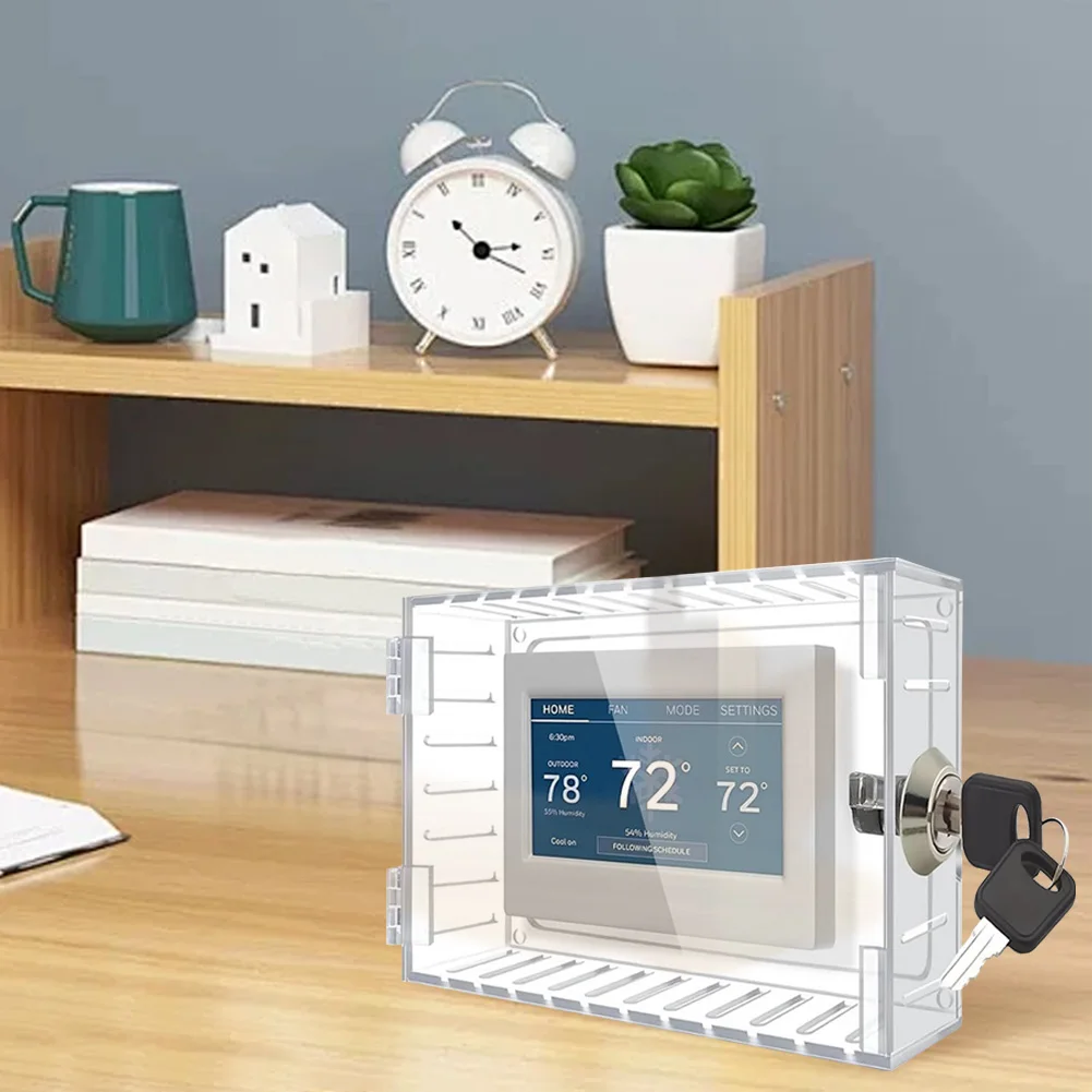 

Universal Thermostat Lock Box with Key Clear Large Thermostat Cover Acrylic Thermostat Guard for Thermostat On Wall