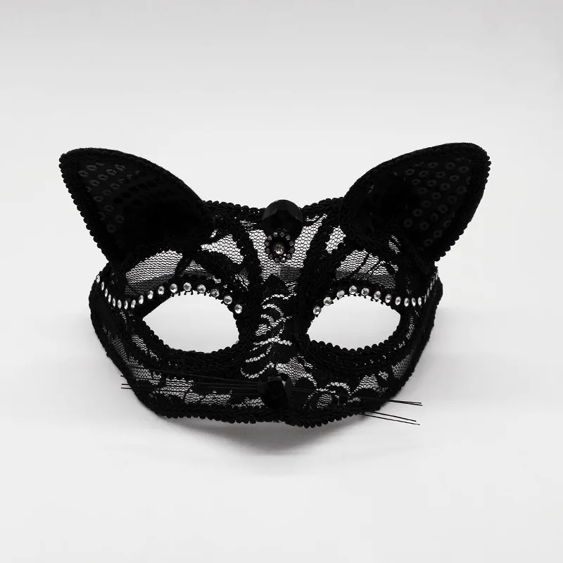 Masque de scène de cosplay d'Halloween pour filles, lapin, accessoires de scène, déesse du sexe, masque sexy en dentelle, masque facial animal chat