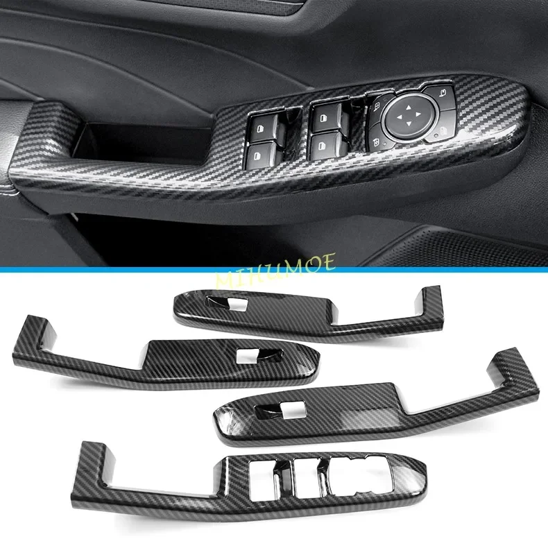 Carbon Fiber Door Window Switch Panel Cover Trims For Ford Escape Kuga 2020 2021 2022 2023 2024 2025