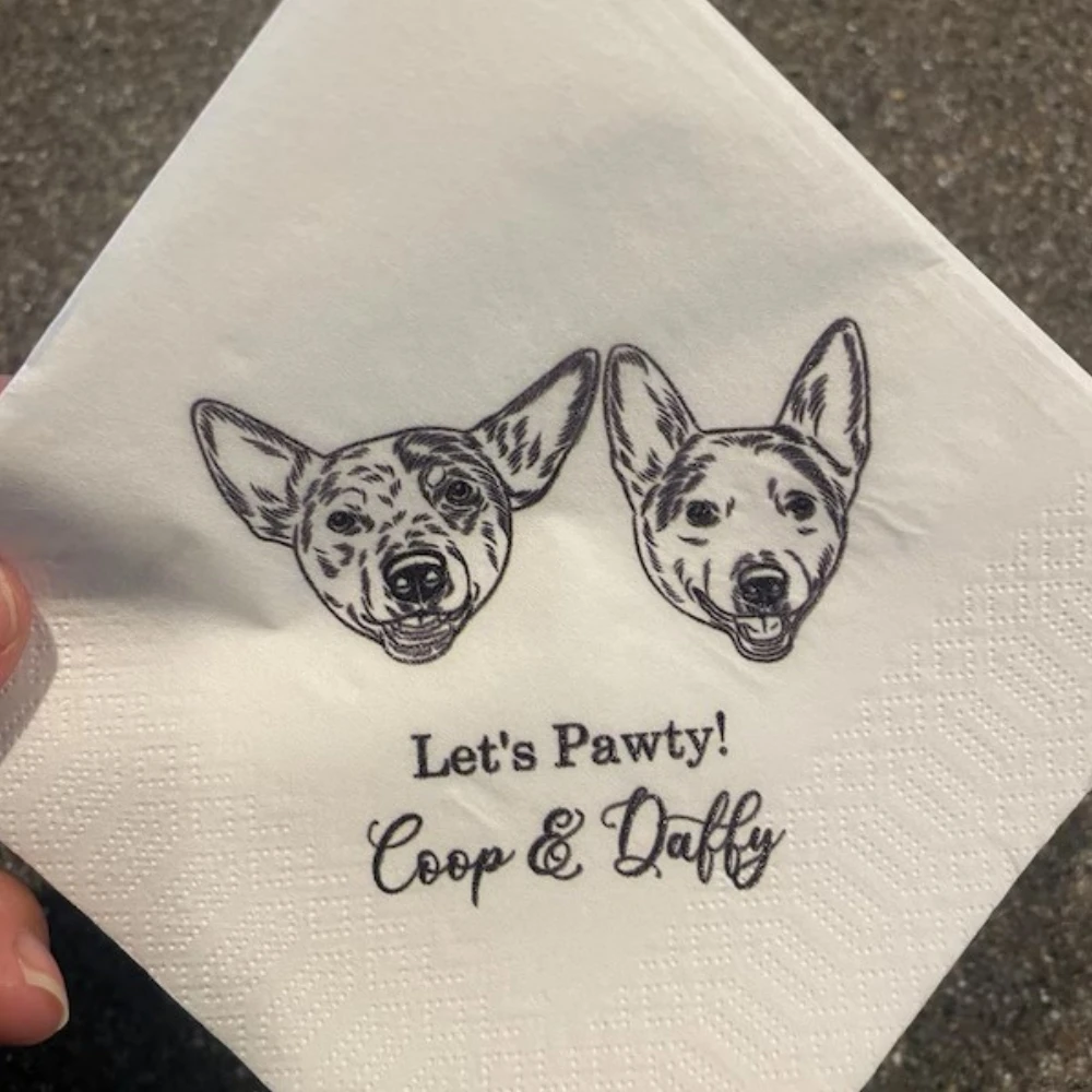 50Pcs Dog Wedding Napkins, Cocktail Pet Wedding Napkins, Party Napkins, Wedding favors for guests in bulk，Rehearsal Dinner • Cat