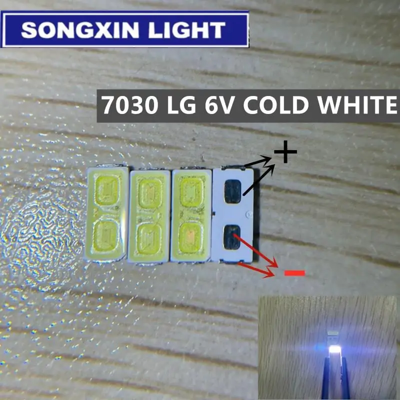 100pcs FOR LG Innotek LED LED Backlight 1W 7030 6V Cool white TV Application smd 7030 led 6V cold white 100-110lm 7.0*3.0*0.8mm