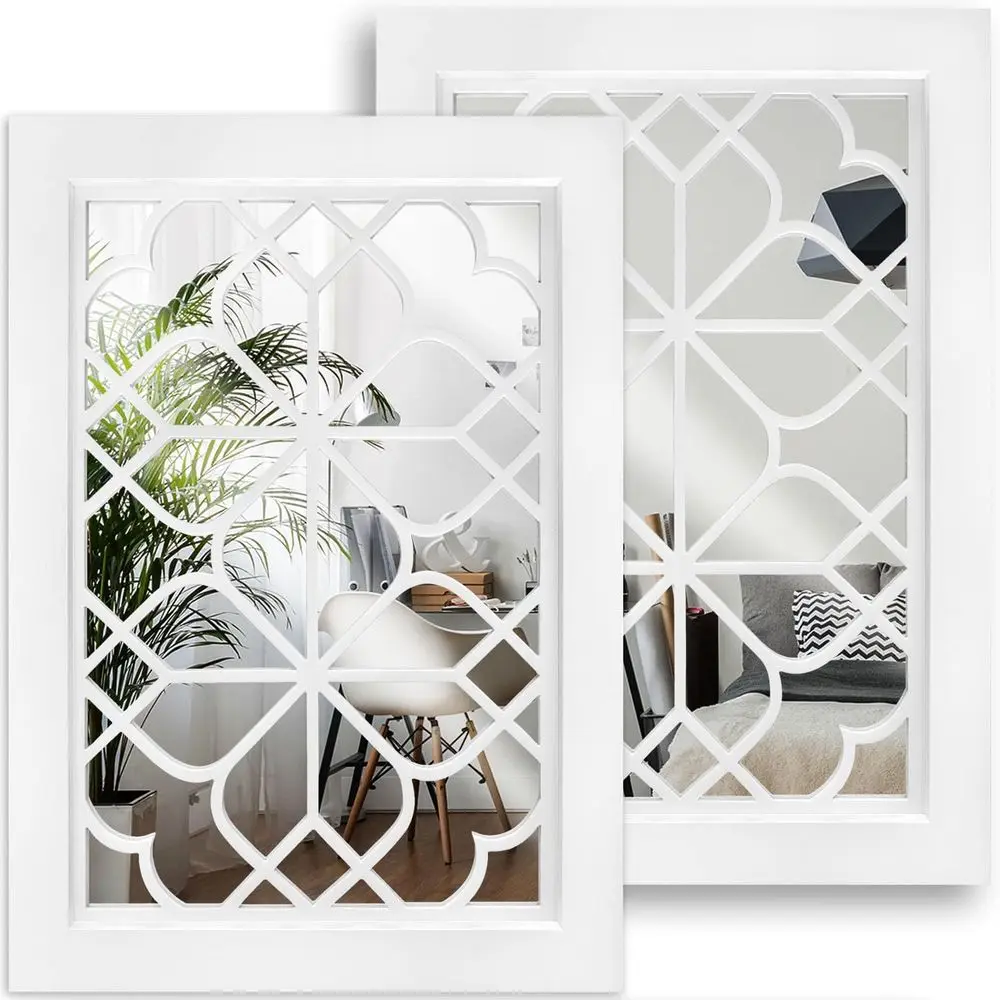 

Set o 2 Recular Wall Mirror,Gorgeous Rustic armhouse Accent Mirror,White Color Entry Mirror or Bathroom Renovation,Bedrooms,Livi