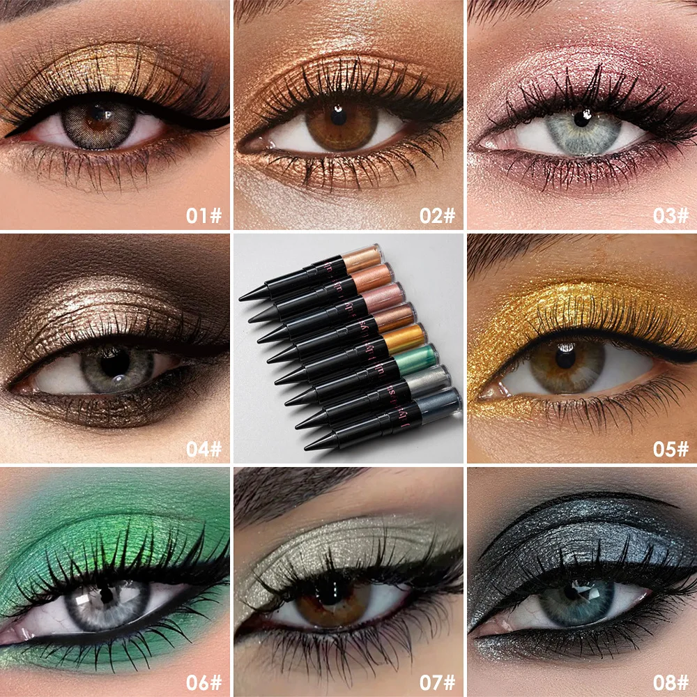 2-in-1 Liquid Eyeshadow with Shimmer & Eyeliner Dual Ended Highly Pigmented Smudge Proof Party Makeup