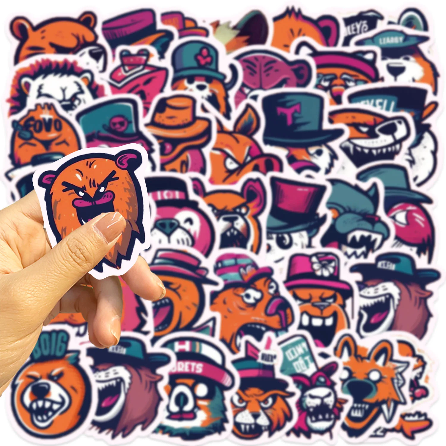 50PCS Fun Cartoon animals Graffiti Stickers Scrapbooking Collage Material Phone Cases Guitar Notebooks DIY Decorative