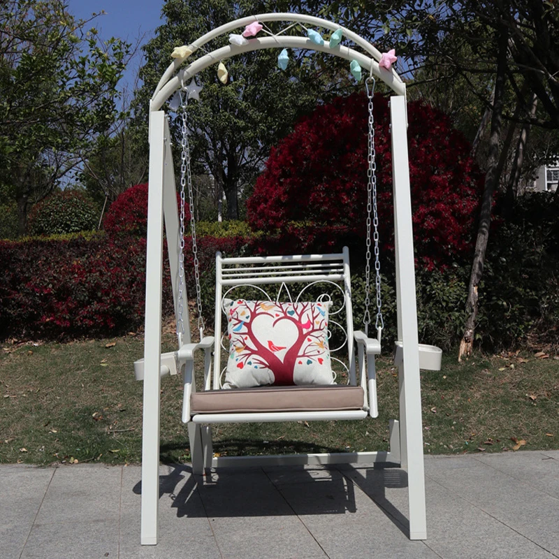 

Outdoor Peacock Iron Swing Chair Single Seat for Garden Patio Balcony Relaxation