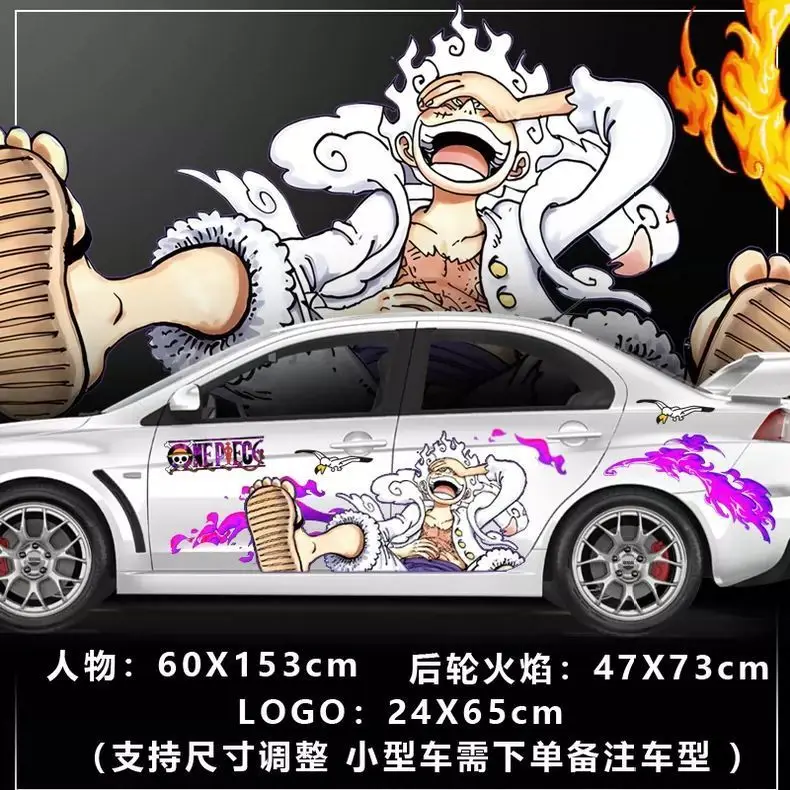 One Piece Sticker Autocarrosseriedecoratie Autofilmsticker Monkey D. Luffy Anime Sticker Roronoa Zoro Krasblokkerend Vakantiecadeau