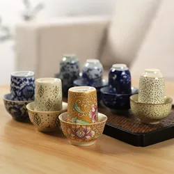 Vintage Blue and White Tea Cup Porcelain Teacups Creative Ceramic Wine Cups Water Mug Tea Ceremony Office Drinkware