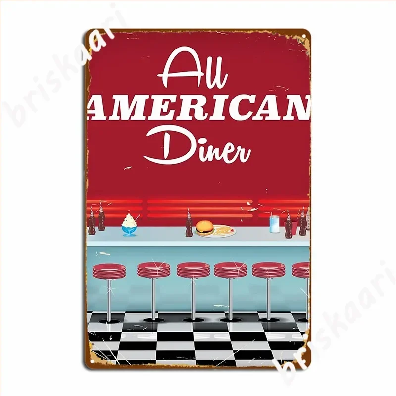 All American Diner Retro Poster Metal Sign Painting Décor Garage Club Custom Club Tin Sign Poster
