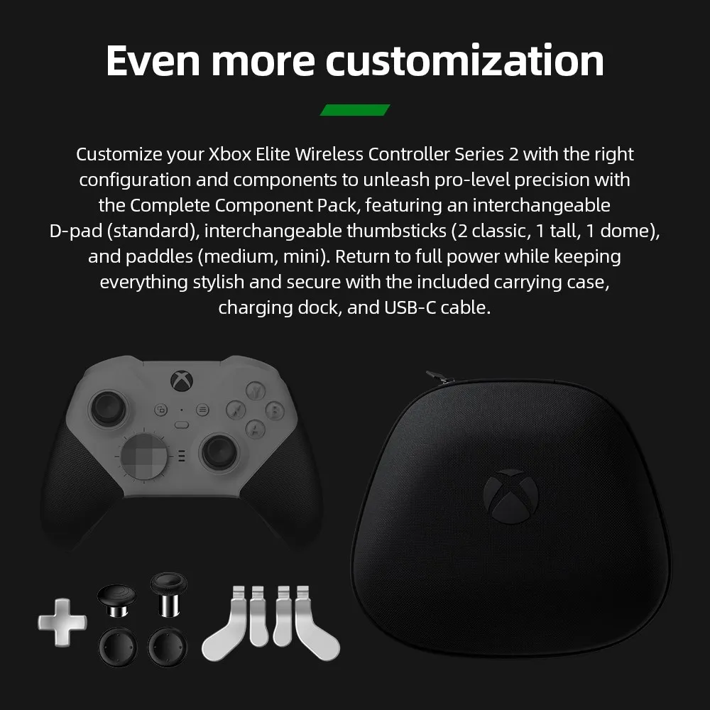 مايكروسوفت إكس بوكس النخبة وحدة تحكم لاسلكية سلسلة 2 الأساسية الأبيض مكون حزمة