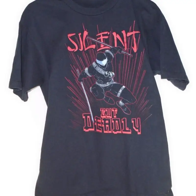 Gi Joe Snake Eyes camiseta silenciosa mortal negra Sz L camiseta grande Arah Jtc B