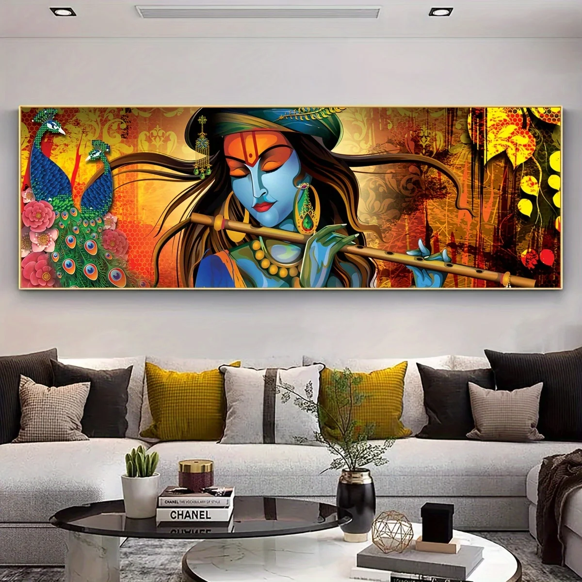 Religious Canvas Poster Hinduism Figure Canvas Painting Radha Krishna Posters Wall Art for Living Room Wall Decor Unframed