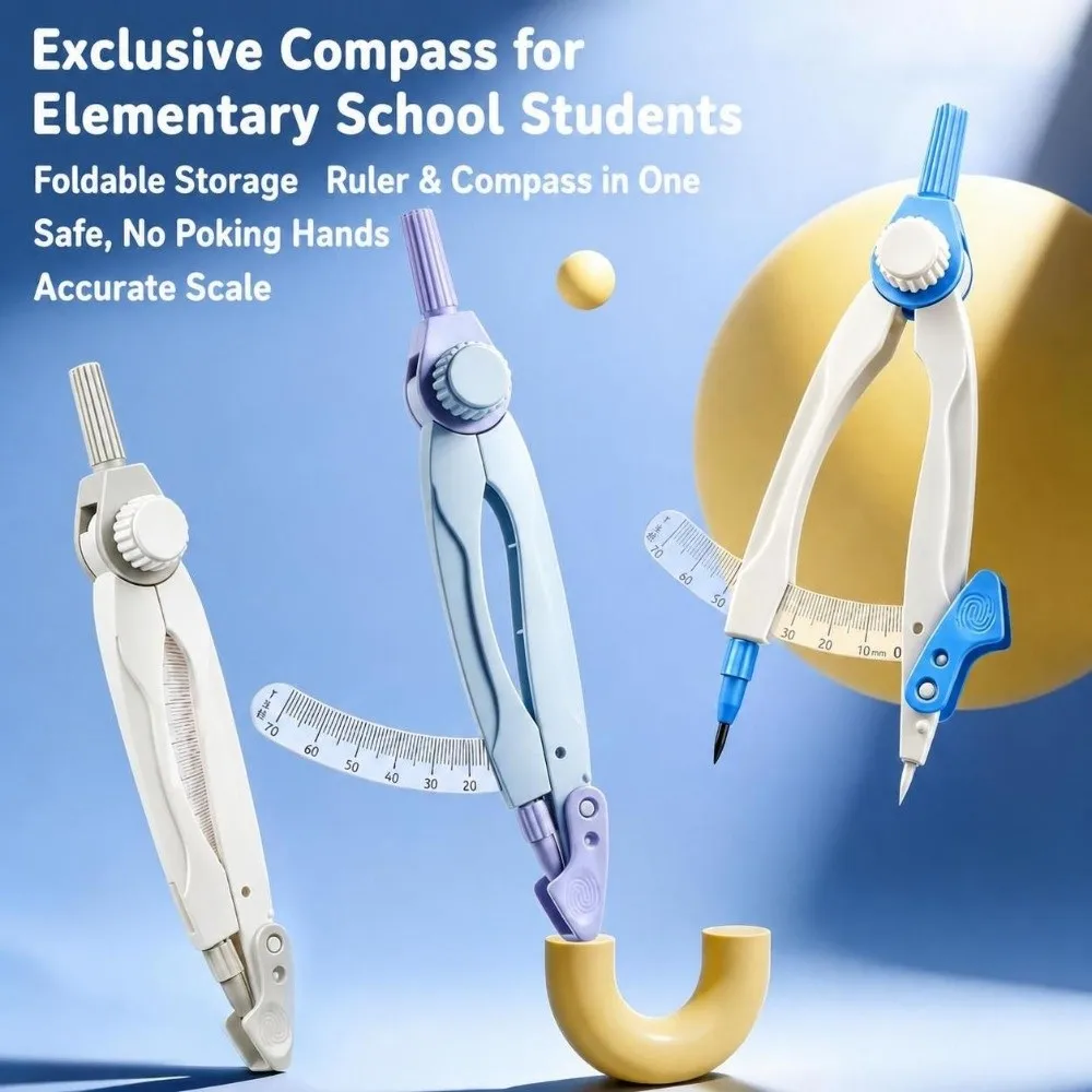 Digital Display Compass Safe No Metal Lock-Distance Geometry Compass with Replacement Pencil Leads Drawing Circles Tool