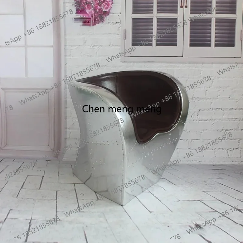 new GY Retro Aluminum Leather Chair Handmade Custom Rivet Aluminum Leather Nostalgic Furniture Leisure Chairss 26