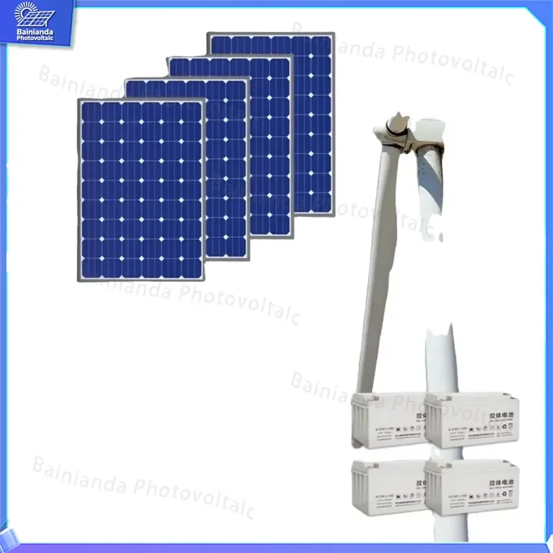 5KW 10KW 20KW Hybrid Solar Wind Turbine Generator System 48V 96V 220V 380V Off Grid Power Kit Renewable Energy Home Backup