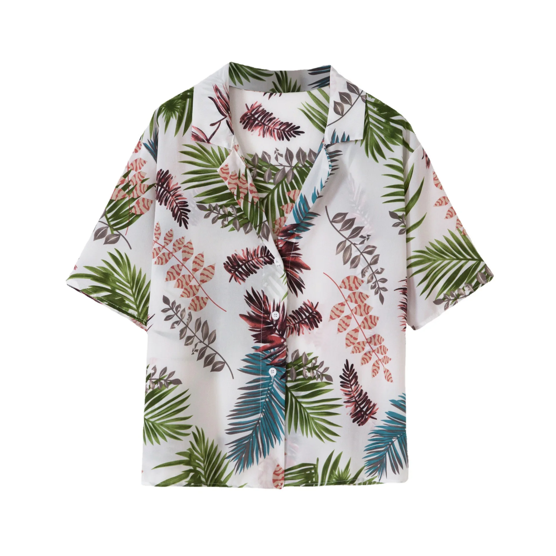 

Men Street Fashion Summer Daily Shirt Hawaiian Cartoon Print Casual Loose Shirts Short Sleeve Beach Loose Tops