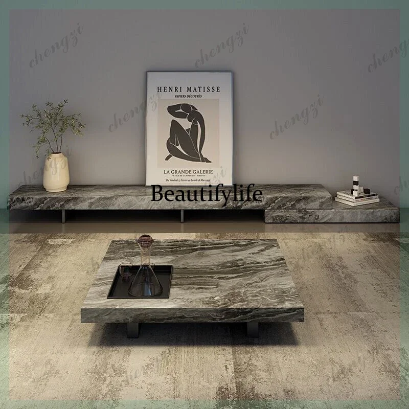 DD Any Size Custom Italian Floating TV Console Set Nordic Minimalist Stone Quartz Table Villa Waterproof Scratch Proof EO Certif