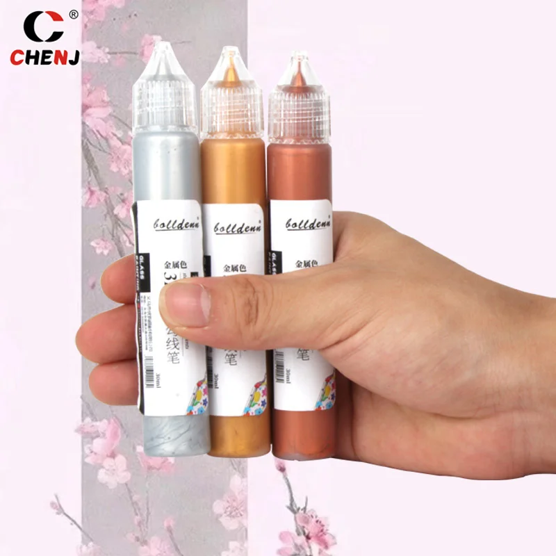 Cat kaca noda, 10/30ml tahan matahari kaca cat akrilik 3D kait pena tahan air cat kaca perlengkapan seni Aquarela