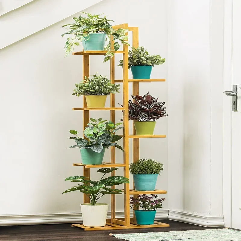 Bamboo 5-Tier Plant Stand Flower Pot Holder Shelf Indoor Outdoor Planter Rack Multi-Tier Garden Display Rack