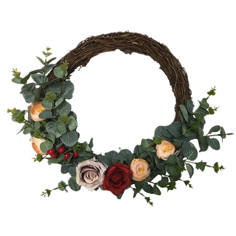 

Lintel Garland Wreath Wedding Ornament Home Party Decor Roses Simulation Pendant Holiday Plastic Decorations