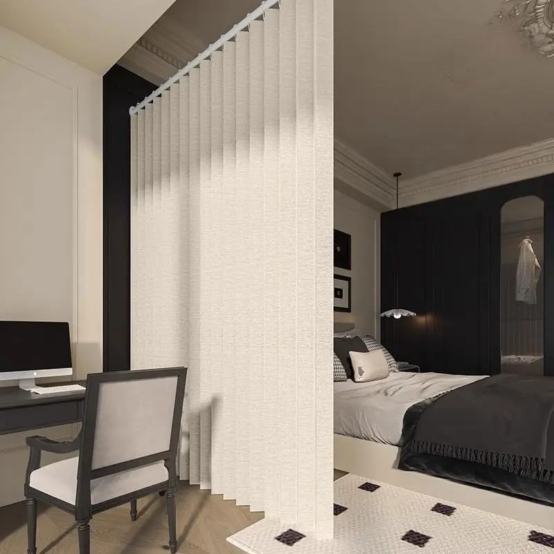 Foldable Room Divider Curtain Polyester Fabric, Privacy Partition with Hooks for Living Room Bedroom Decoration