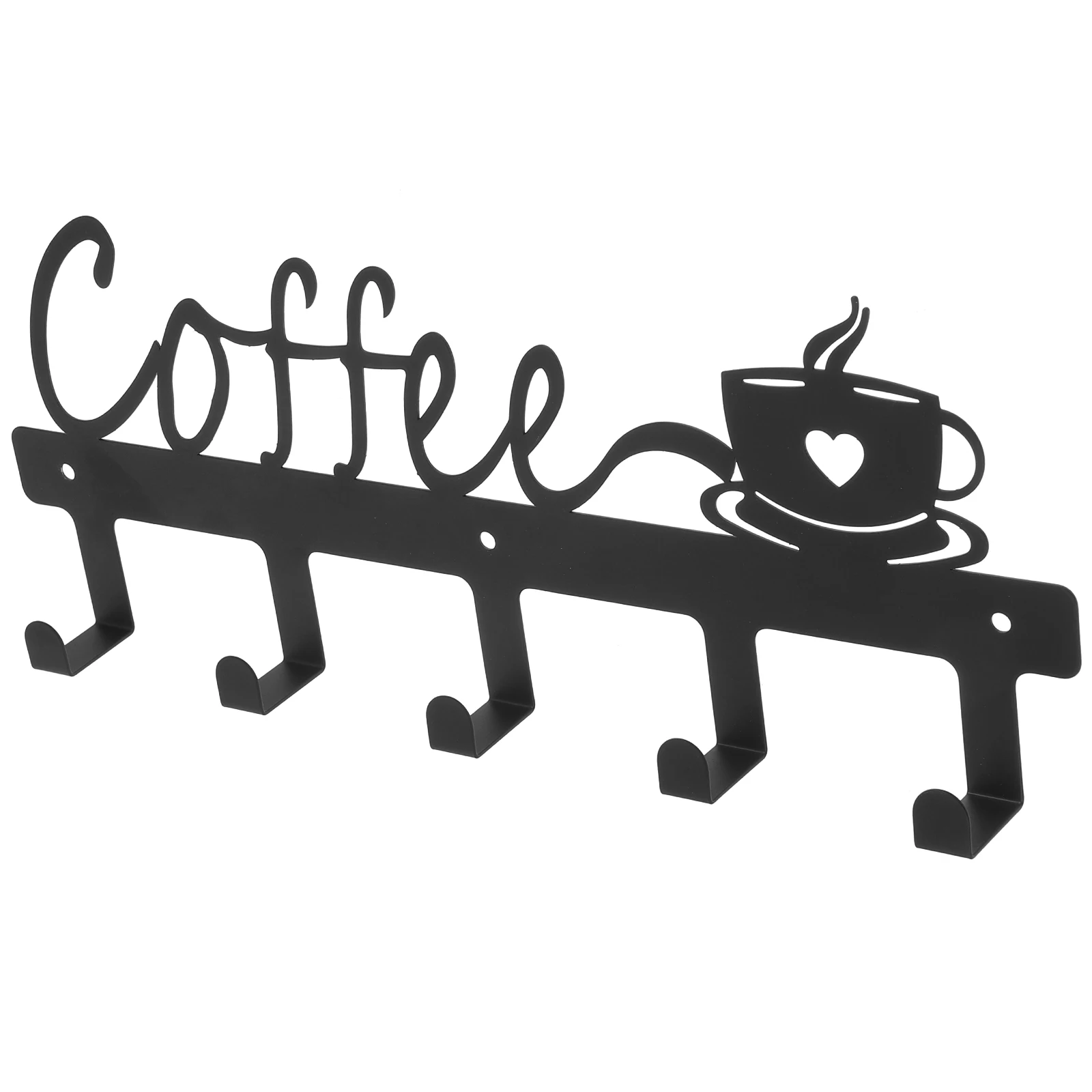 

Coffee Cup Mug Holder With 4 Hooks Iron 4 Hooks Wall Mounted Rack Black Kitchen Bathroom Storage Organizer Mug Holder