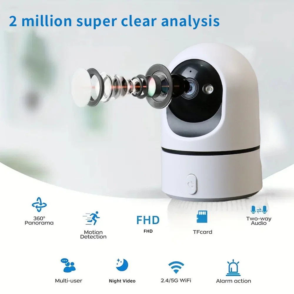 O-Kam Pro 5MP 2.4G/5G WiFi Indoor Baby Monitor Security Camera | One-Touch Call | Color Night Vision | Human Tracking | 355° PTZ