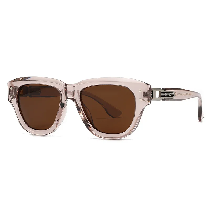 Polarized Sunglasses Men Women Retro Cat Eye Thick Frame Rivet Metal Decor Temple UV400 Anti-glare Driving Outdoor Sun Glasses