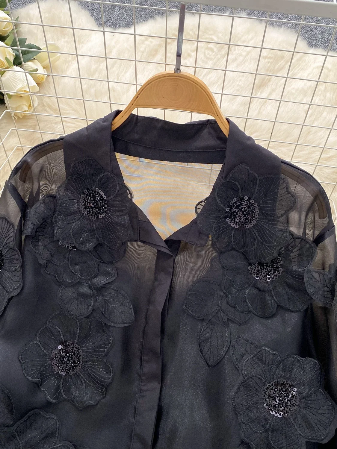 

Long Sve Me irt Women's Summer Thin Loose Ele Mature Trendy Top Korean Sle Commute Faion Casual Blouse