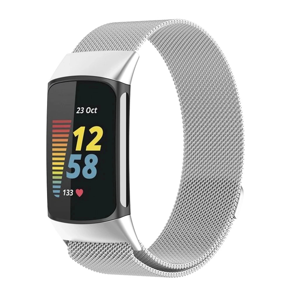 Metal Band For Fitbit Charge 5 6 Smart Wacth Mesh Magnetic Loop Sport Strap For Fit bit Charge 5 6 Bracelet Stainless Steel