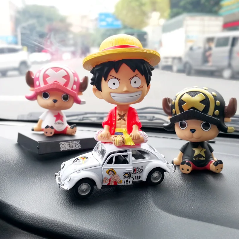 11cm Anime One Piece Car Accessories Luffy Zoro Action Figure Shaking Head Collection Ornaments Chopper Sanji Figures Model Doll