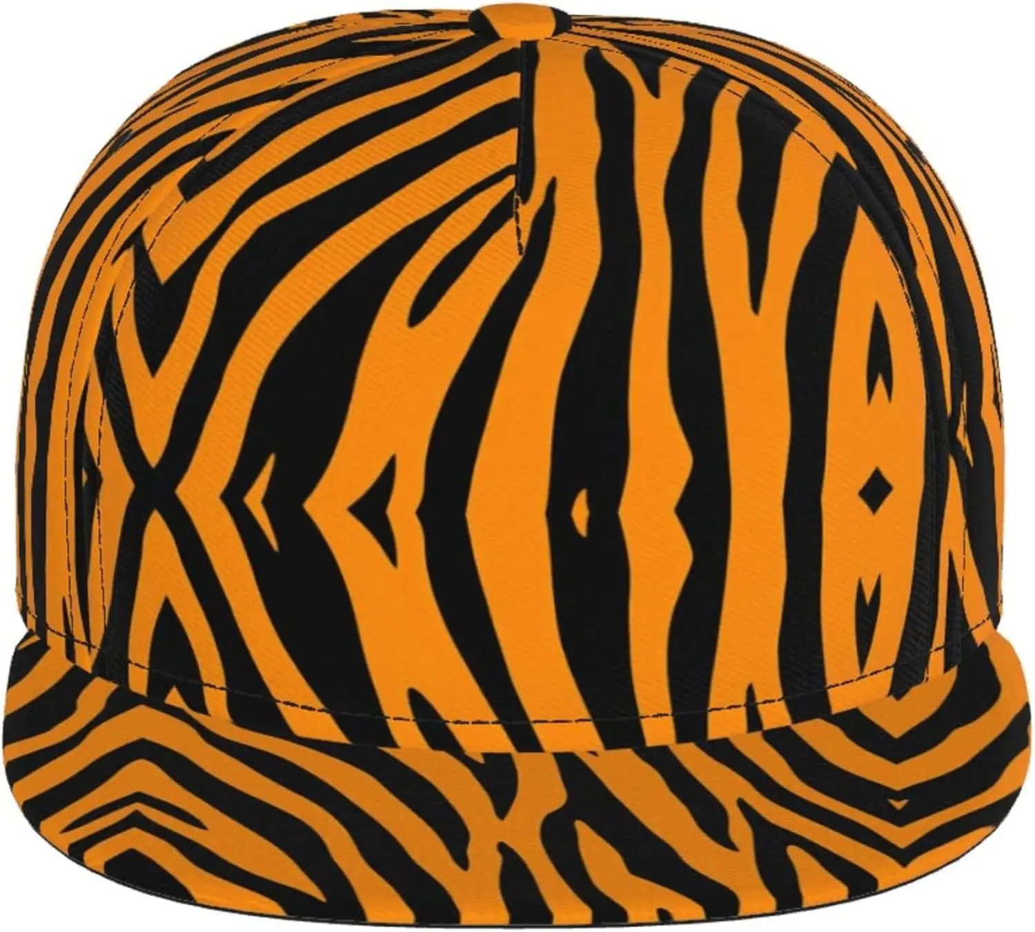 Bold Orange and Black Zebra-Pattern Snapback Cap Men's Women Trendy Style Baseball Cap Dad Hat Tennis Cap