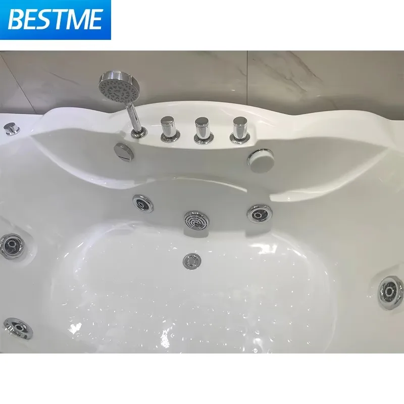 Trendy Design Tempered Glass Double Person Pillow Bath Tub 1600mm Luxurious Acrylic Soaking Freestanding Bathroom Spa Bathtubs