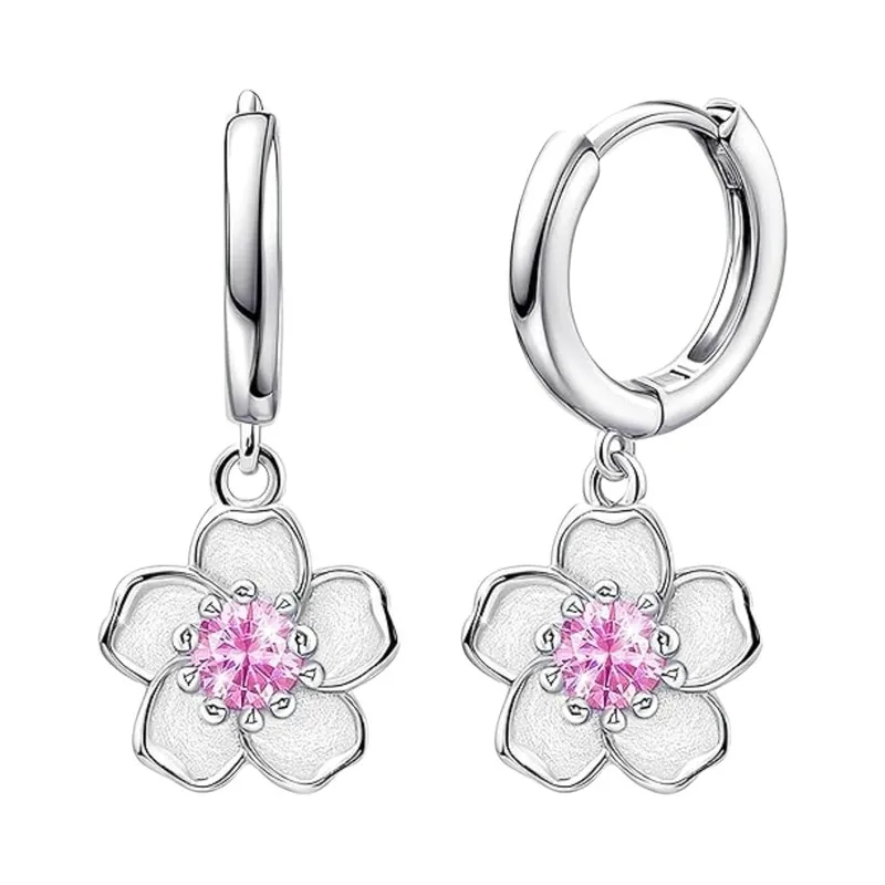 Sterling Silver Earrings Jewelry High Quality Retro Simple Pattern Purple White Zircon Earrings Hot Sale