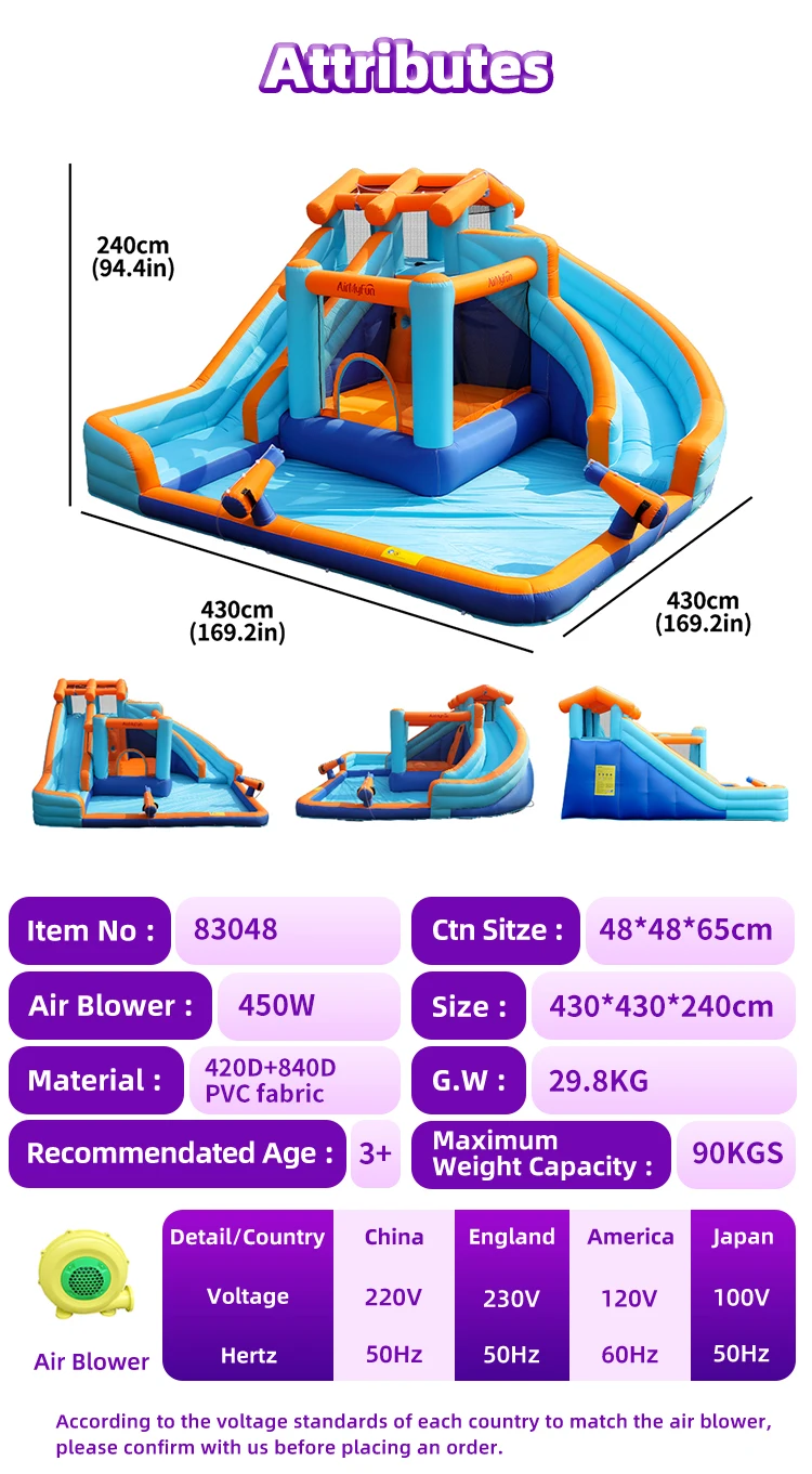 Hot selling new design inflatable water slide with swimming pool jumping castle house children's inflatable water slide