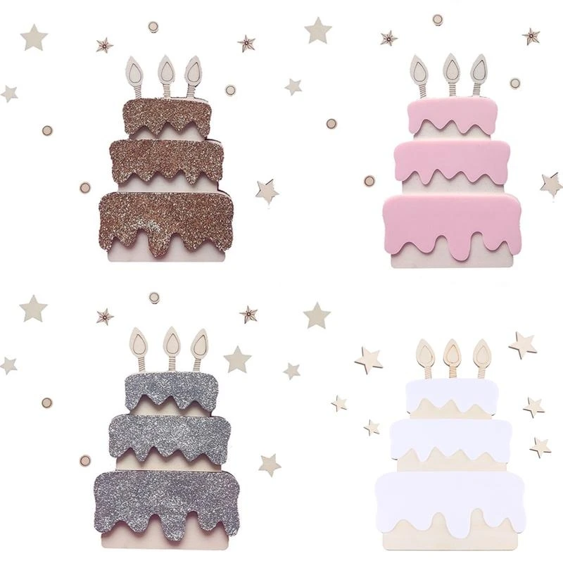 J15U خشبية حفلة عيد ميلاد سعيد الديكور حائط الخلفية الحلي علامات ملصقات صور الدعائم