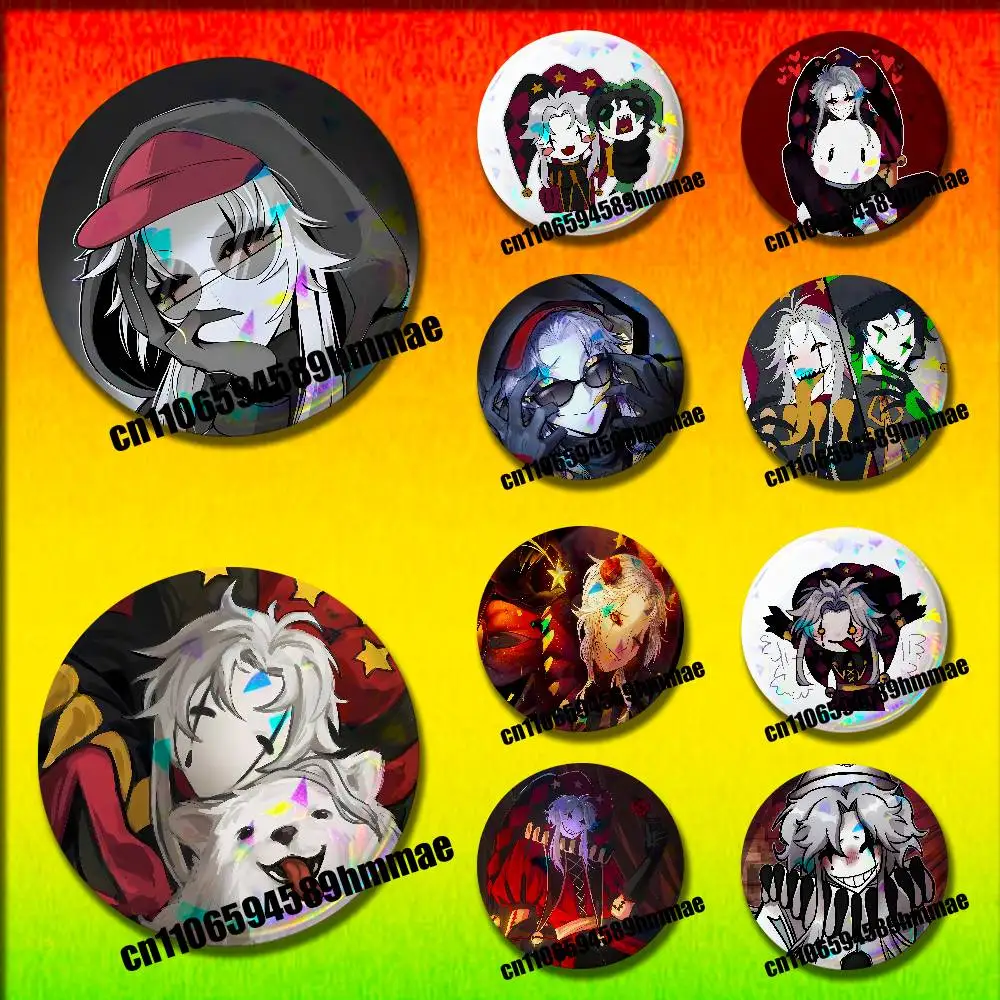 For Pierrot Game The Freak C-Circus Clown Emblem Round Pins Insignia Badge Cover Ornament 75mm Cosplay Brooch Button
