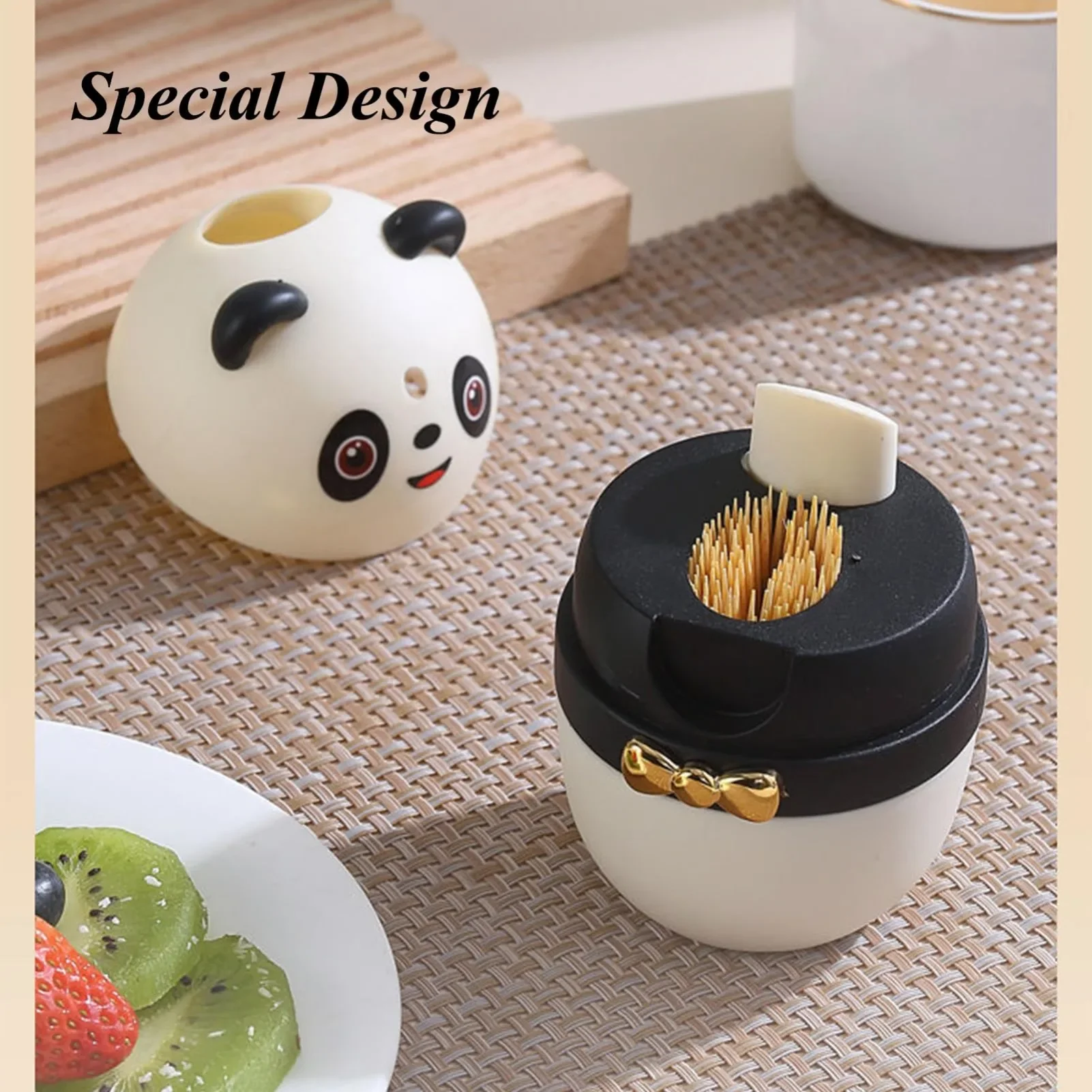 Automatic Panda Toothpick Dispenser for Kitchen Restaurant Hotel,Creative Environmental Practical Plastic Storage Holder.