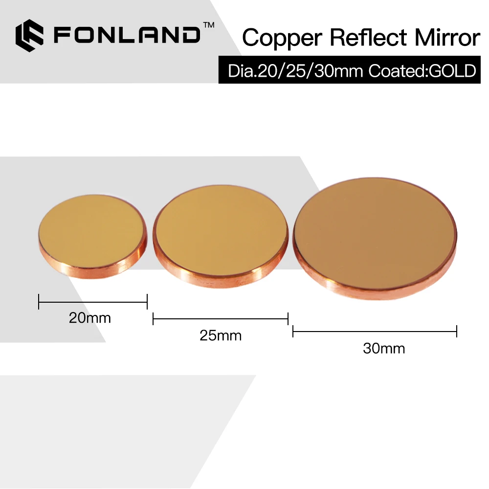 Fonland 3pcs Copper Reflect Mirror Diameter 18 19 20 25 30mm 1 Pcs Cu Laser Mirror For Co2 Laser Cutting and Engraving Machine
