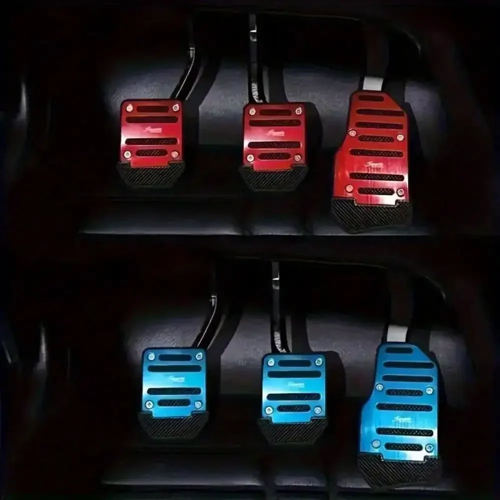 Copertura del pedale dell'auto universale in alluminio cambio automatico freno carburante Gas pedale Set Kit pedali rosso blu argento strumenti antiscivolo