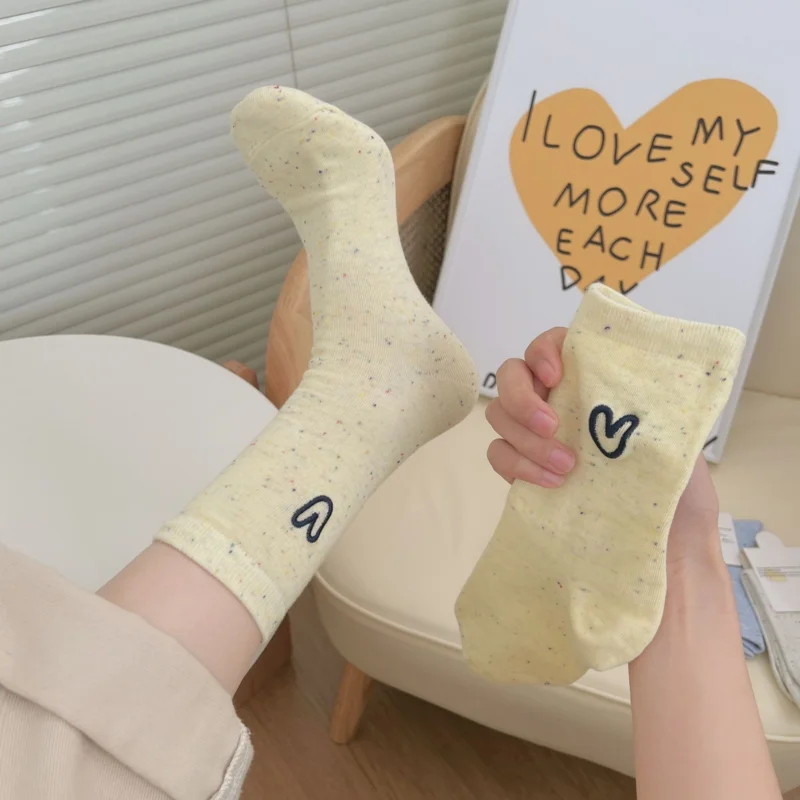 

Woman Socks Sweet Stockings For Women Colorful Dots Mid-Calf Socks Candy Colors Cute Stocking Leisure Soft Skin-Friendly