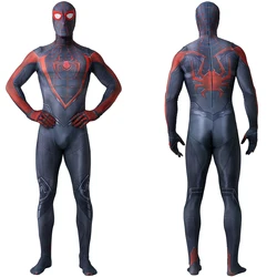 PS5 Spiderman 2 Cosplay Shiny Miles Morales Costume Superhero 3D Printed Spandex Bodysuit  Zentai Outfit Halloween Costume Adult