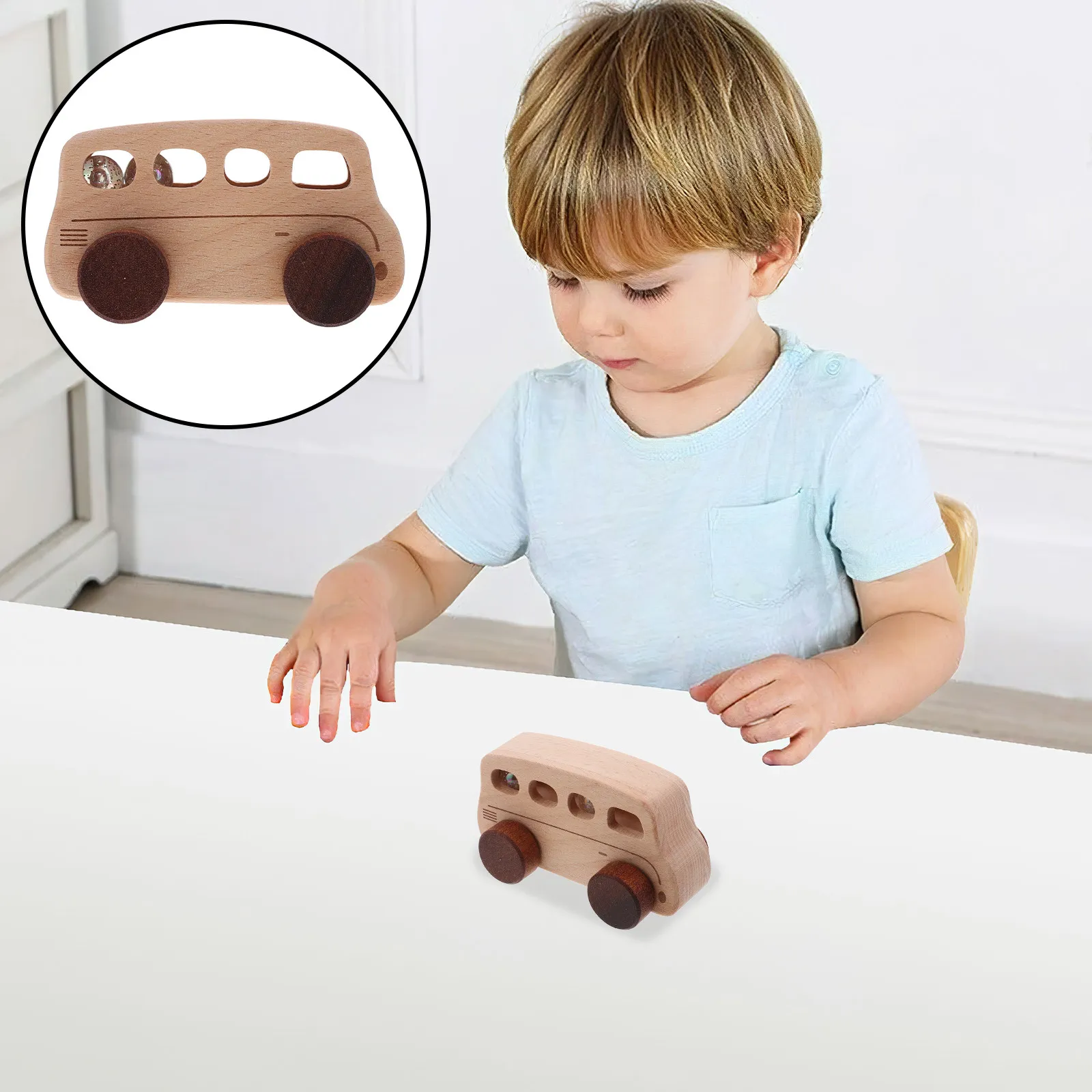 

Деревянный детский автобус с шариками, развивающая игрушка для малышей, развивающая моторику, имитация транспортного средства