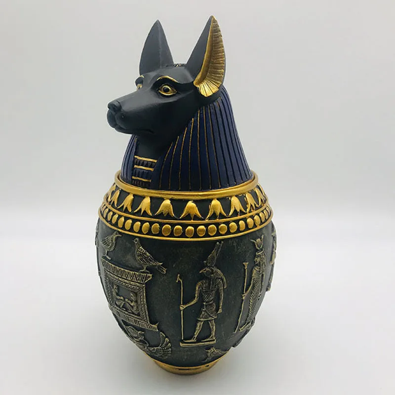 Pet Memorial Large, Medium and Small Dog Urn Pet Gravestone 550ML Dog Coffin Urn Egyptian Pharaoh Anubis Burial Pet Accessories